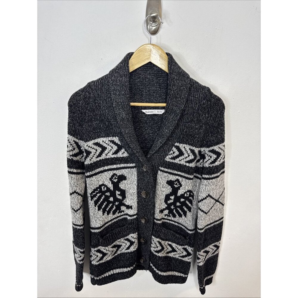 Bluenotes Woman M Thunderbird Western Cowichan Cardigan Knit Sweater Aztec